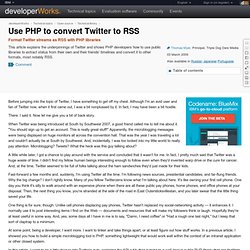 Use PHP to convert Twitter to RSS