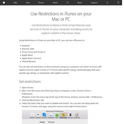 Use Restrictions in iTunes on your Mac or PC