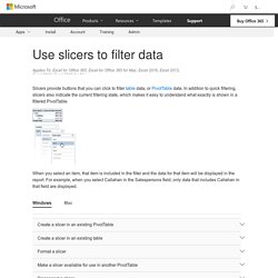 Use slicers to filter data