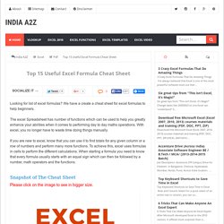Top 15 Useful Excel Formula Cheat Sheet - India A2Z