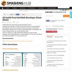 28 Useful Front End Web Developer Cheat Sheets