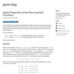Useful Properties of the Floor and Ceil Functions