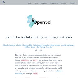 skimr for useful and tidy summary statistics