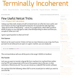Few Useful Netcat Tricks Terminally Incoherent