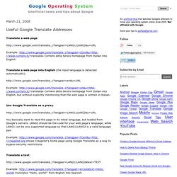 Useful Google Translate Addresses