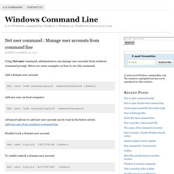 Net user command : Manage user accounts from command line