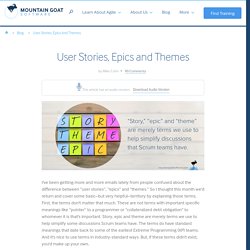 User Stories, Epics and Themes