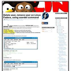 Delete user, remove user using userdel command