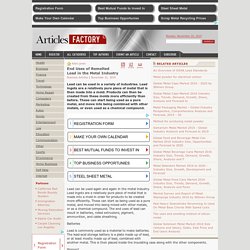 End Uses of Remelted Lead in the Metal Industry