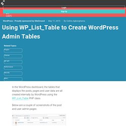 Using WP_List_Table to Create WordPress Admin Tables
