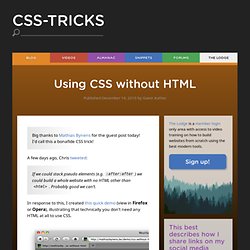 Using CSS without HTML · Mathias Bynens