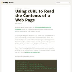 Using cURL to Read the Contents of a Web Page