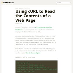Using cURL to Read the Contents of a Web Page
