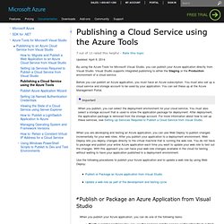 Publishing a Windows Azure Application using the Windows Azure Tools