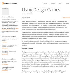 Using Design Games - Boxes and Arrows: The design behind the des
