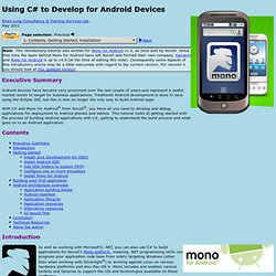 Using C# to Develop for Android devices