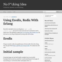 Using Eredis, Redis With Erlang - No F*cking Idea