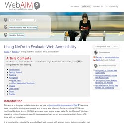 Using NVDA to Evaluate Web Accessibility
