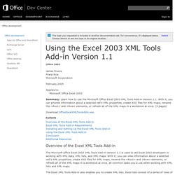 Using the Excel 2003 XML Tools Add-in Version 1.1