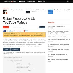 Using Fancybox with YouTube Videos