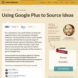 Using Google Plus to Source Ideas
