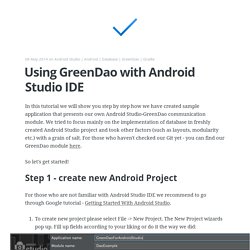 Using GreenDao with Android Studio IDE