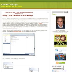Using Local Database in WP7-Mango