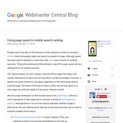 Using page speed in mobile search ranking