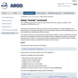 Using “module” command — This is ARGO, the ICTP HPC cluster