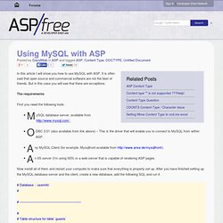 Using MySQL with ASP