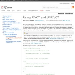 Using PIVOT and UNPIVOT
