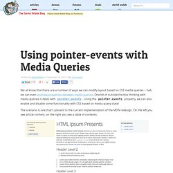 Using pointer-events with Media Queries