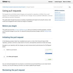Using pull requests - User Documentation
