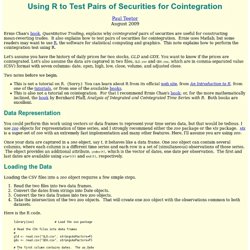 Using R to Test Pairs of Securities for Cointegration