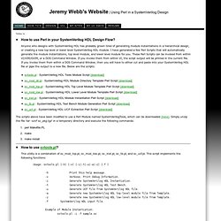 Using Perl in your SystemVerilog HDL Design Flow