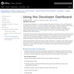 Using the Developer Dashboard