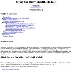 Using the Ruby MySQL Module