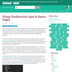 Using Unobtrusive Ajax In Razor Pages
