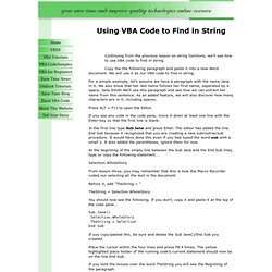 Using VBA Code to Find in String