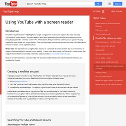 Using YouTube with a screen reader - YouTube Help