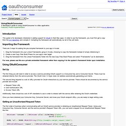 UsingOAuthConsumer - oauthconsumer - A developer's guide to usin