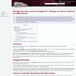 Filtrage des sites web sur PingOO V4 - Bloquer un site en utilisant les listes noires - Documentation du citic74