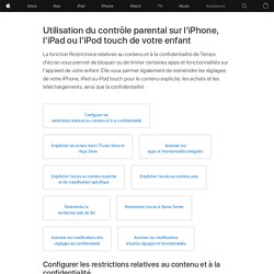 iOS : présentation des restrictions (contrôles parentaux) - Assistance Apple