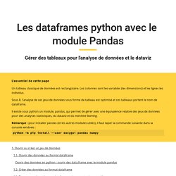 Aide à l'utilisation de python - Analyses de données et Dataviz - Les dataframes python avec Panda