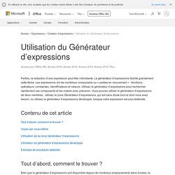 Utilisation du Générateur d’expressions - Access
