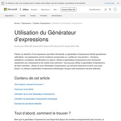 Utilisation du Générateur d’expressions - Access
