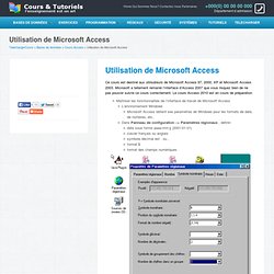 Utilisation de Microsoft Access, Cours informatique gratuit