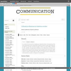 Utilisation d'Internet et relations sociales