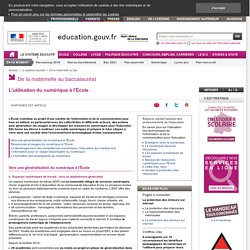 L'utilisation du numérique et des Tice à l'École