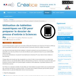 Utilisation de tablettes numériques en CDI pour préparer le dossier de presse d'entrée à Sciences Po